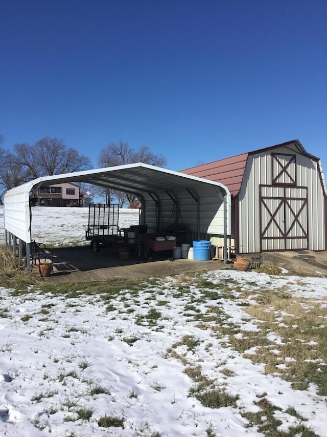 view of snow covered structure