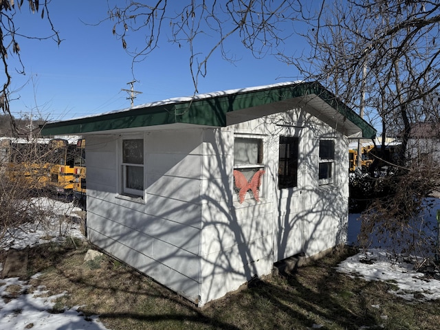 view of snow covered exterior