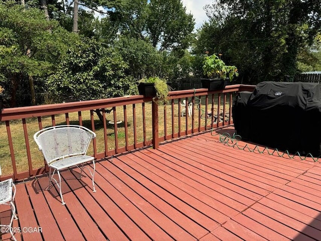 deck featuring area for grilling