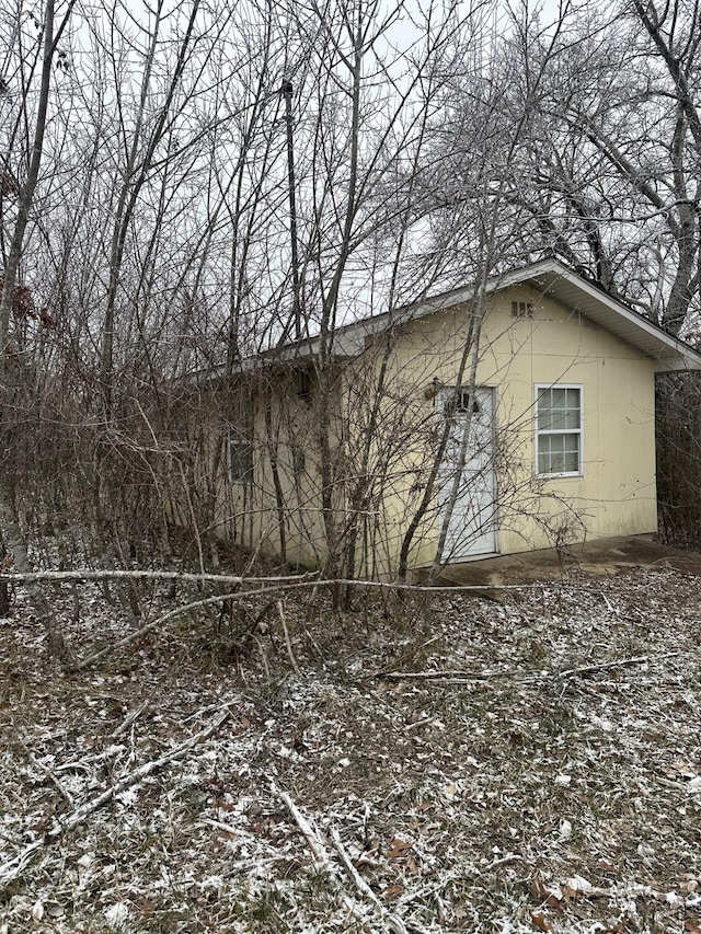 view of snow covered exterior