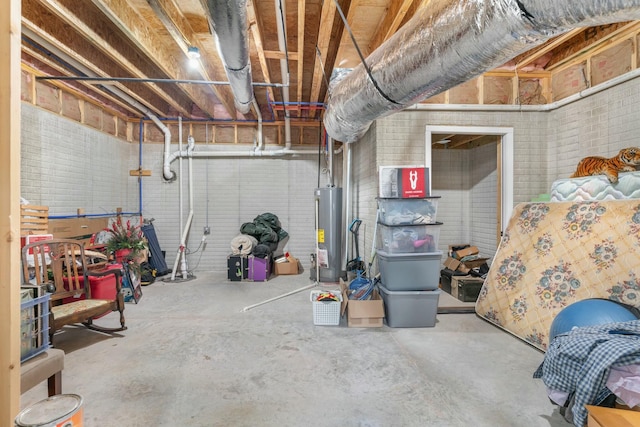 basement with water heater