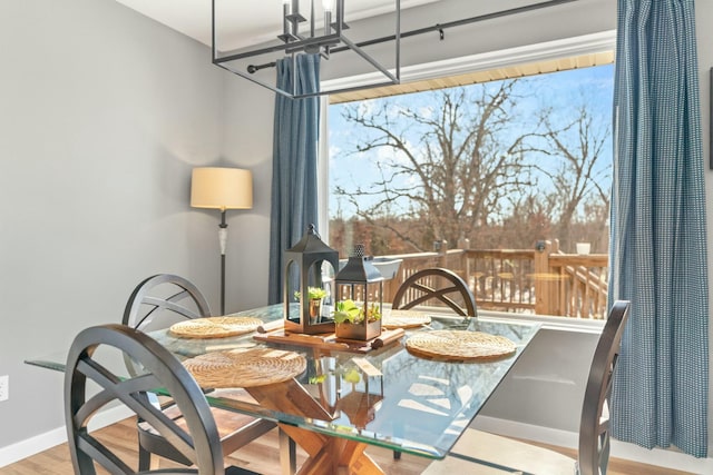 dining area featuring hardwood / wood-style floors and a healthy amount of sunlight