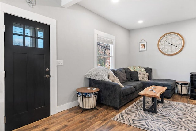 living room with hardwood / wood-style flooring