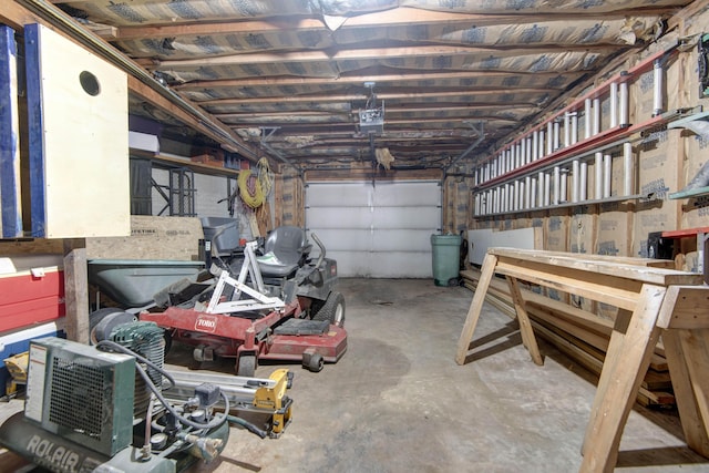 garage with a garage door opener