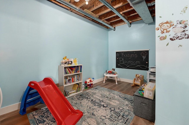 game room featuring wood-type flooring