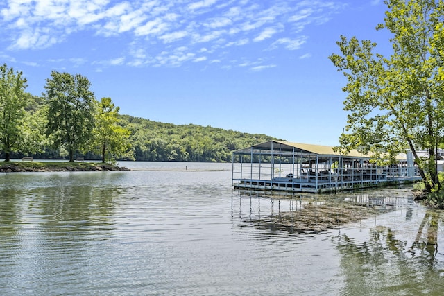 view of dock featuring a water view