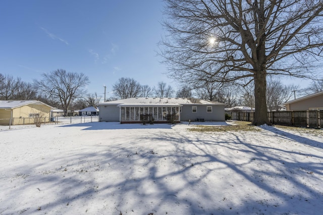 view of snow covered property