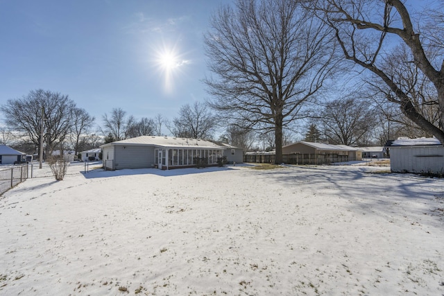 view of yard covered in snow