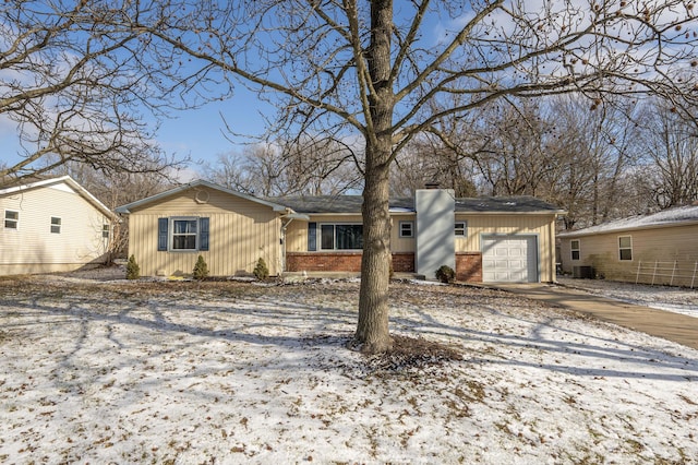 single story home with a garage