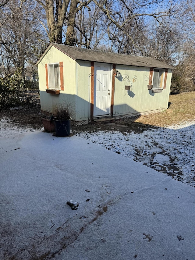 view of snow covered structure