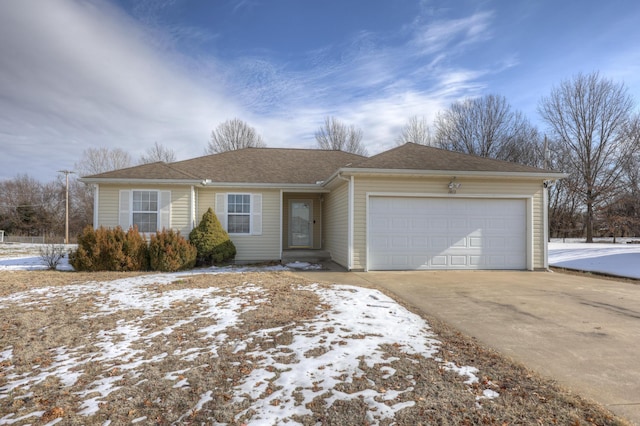 single story home with a garage