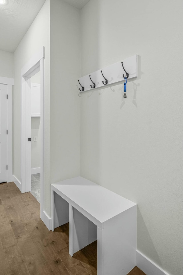 mudroom with light wood-type flooring