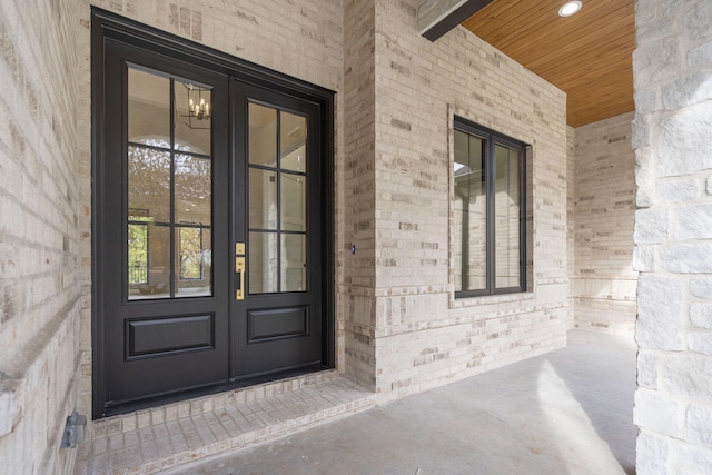 property entrance with french doors