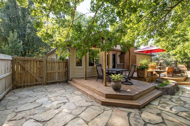 view of patio featuring a deck