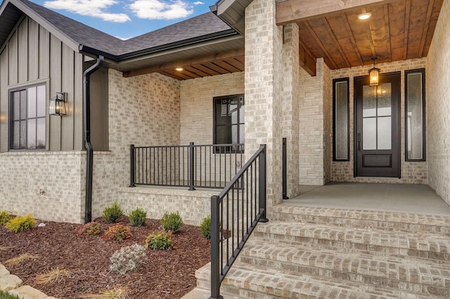 entrance to property with a porch