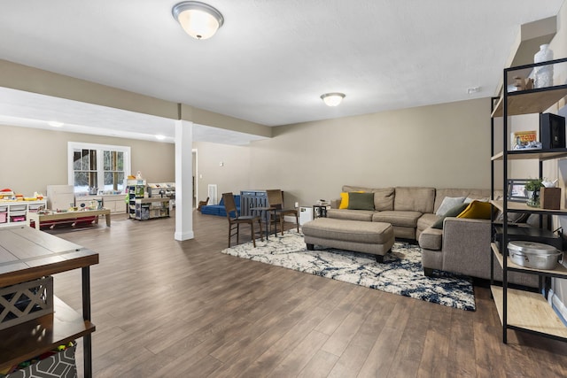 living room with wood-type flooring