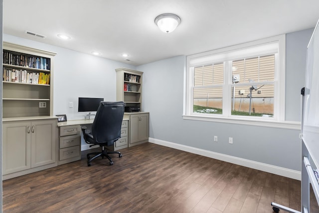 office featuring dark hardwood / wood-style floors