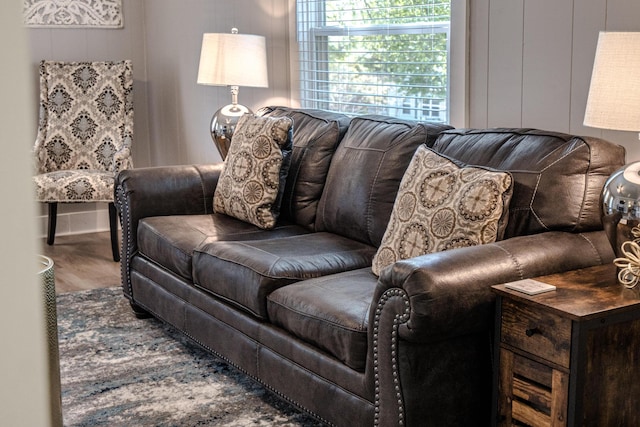 living room with hardwood / wood-style flooring