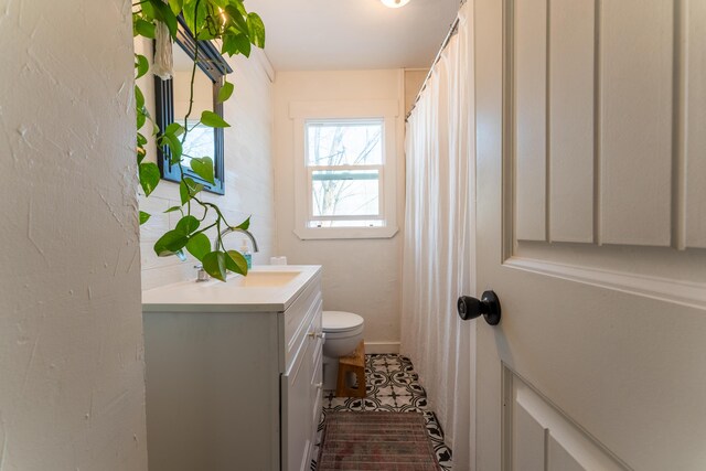 bathroom with toilet and vanity