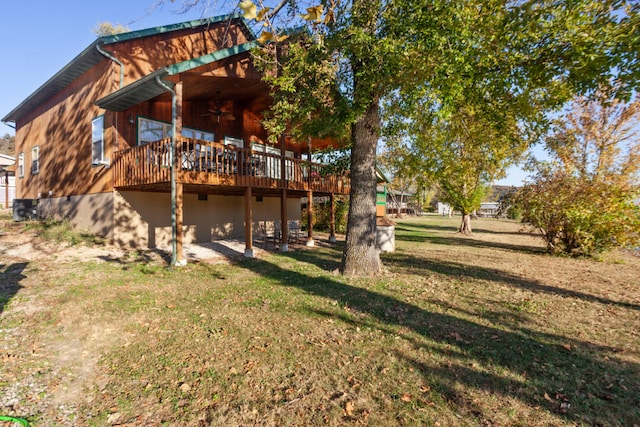 view of yard with a deck