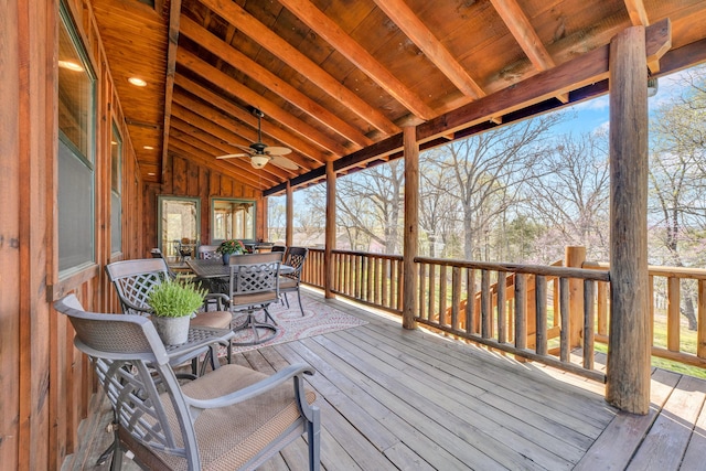 deck featuring ceiling fan