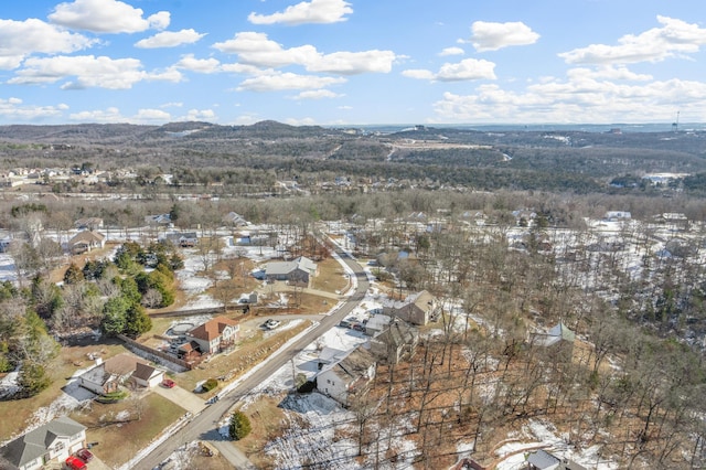 birds eye view of property with a mountain view