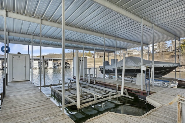 view of dock featuring a water view