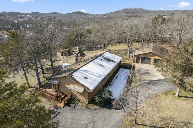 aerial view with a mountain view