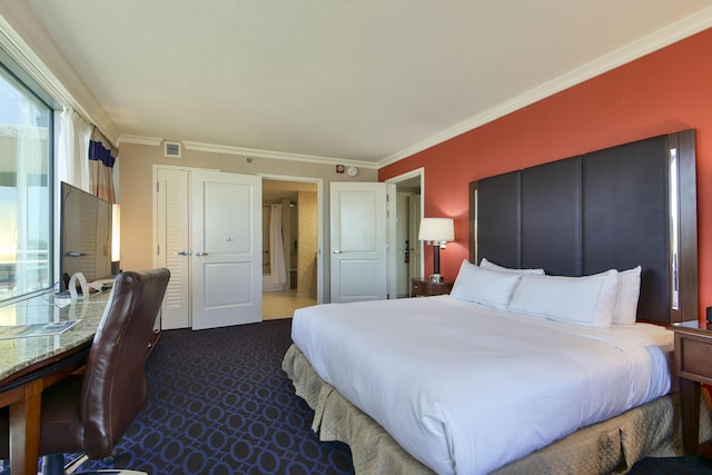 bedroom featuring ornamental molding