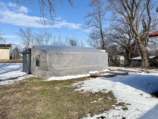 view of snow covered structure