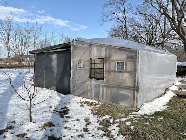 view of snow covered structure