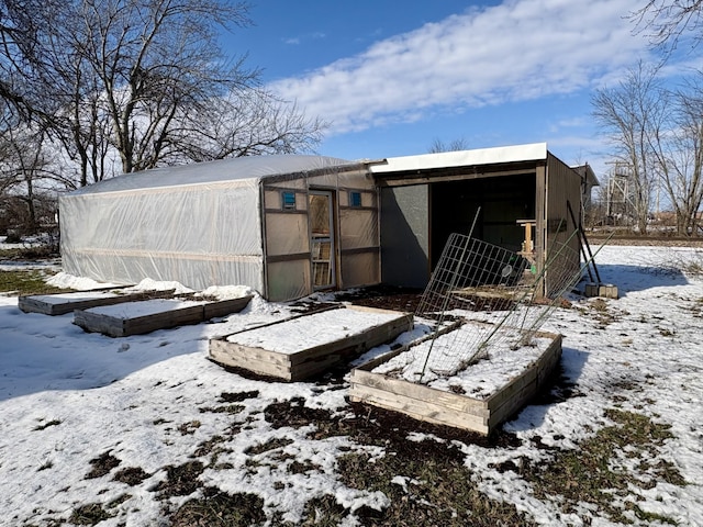 view of snow covered structure