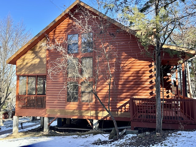 view of snow covered exterior