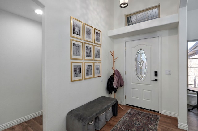 foyer featuring dark wood-type flooring