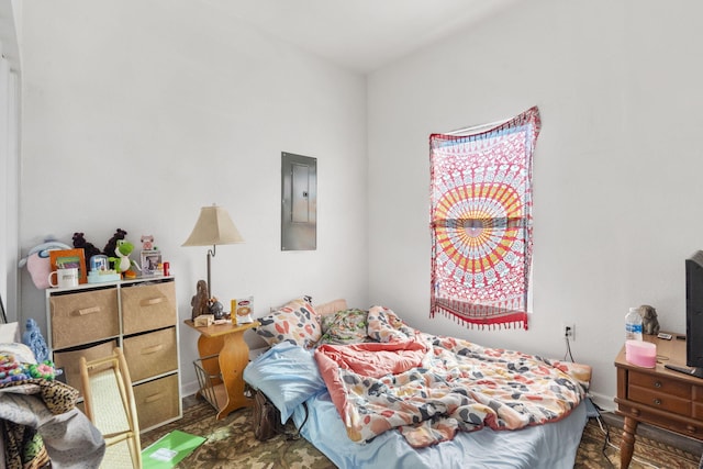 bedroom featuring electric panel