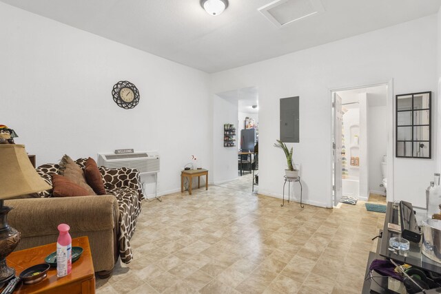 living room with electric panel