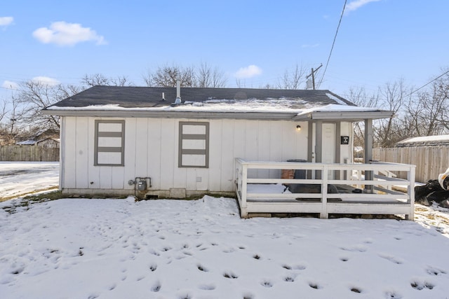 view of snow covered property