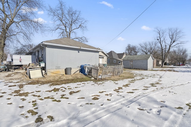 view of snow covered property