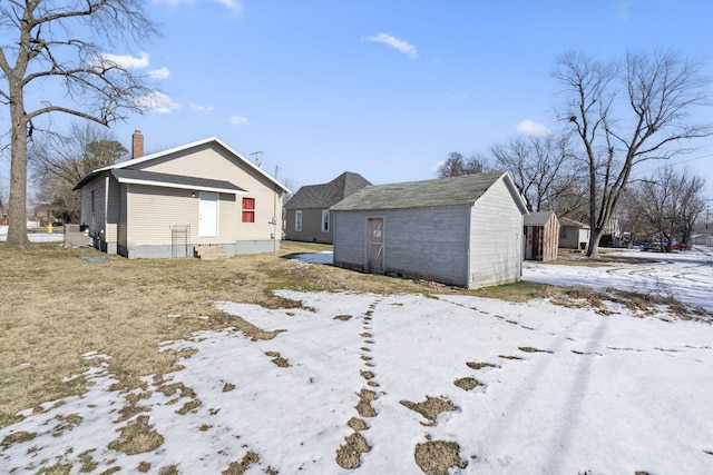 view of snow covered property