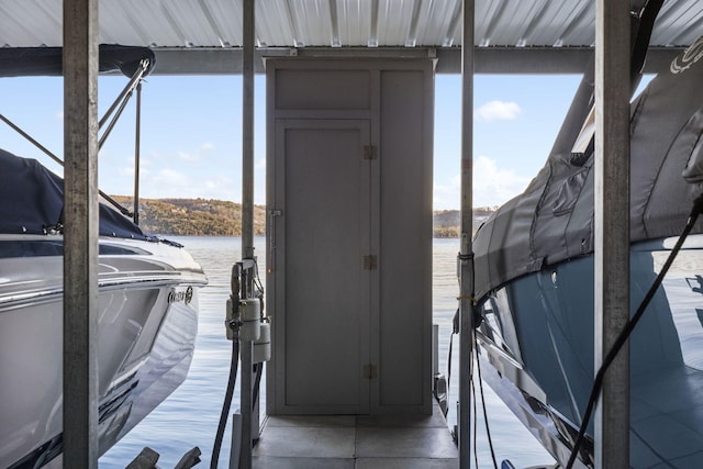 view of dock featuring a water view