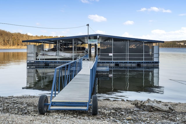 view of dock featuring a water view