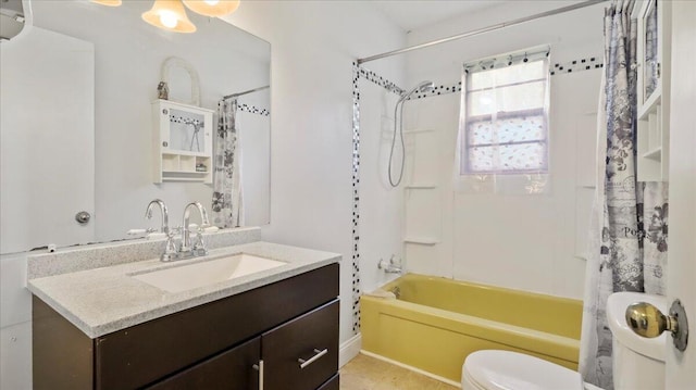 1933 Lynn Dr, West Plains, MO 65775 - full bath with vanity, shower / bathtub combination with curtain, toilet, and tile patterned flooring
