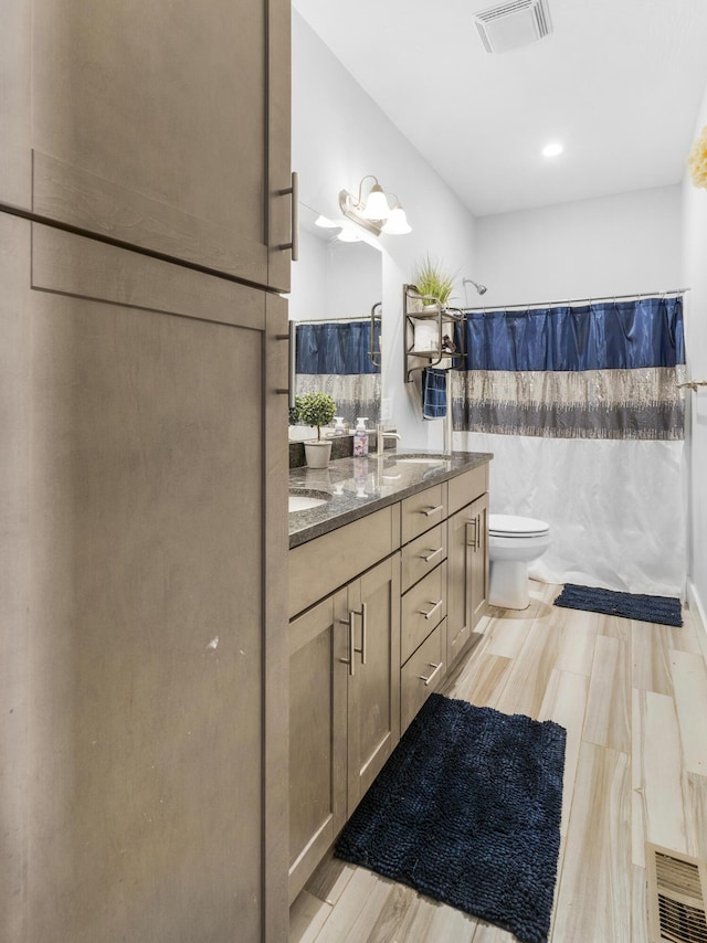 bathroom with toilet and vanity