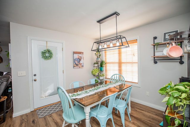 dining area featuring wood-type flooring