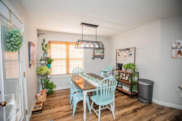 dining area featuring wood-type flooring