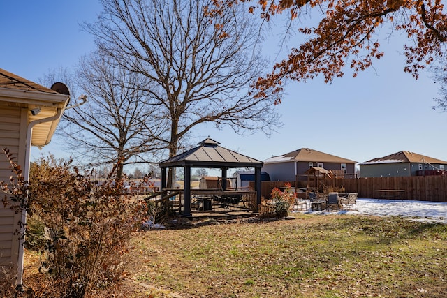 view of yard with a gazebo and a patio