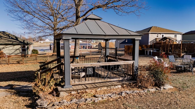 exterior space featuring a gazebo