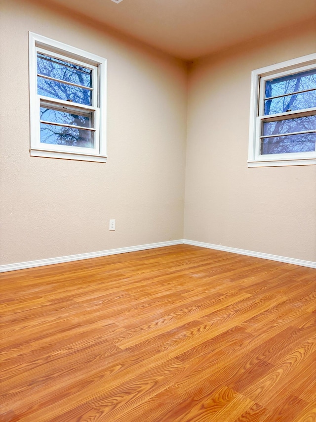 unfurnished room with light hardwood / wood-style floors and a healthy amount of sunlight