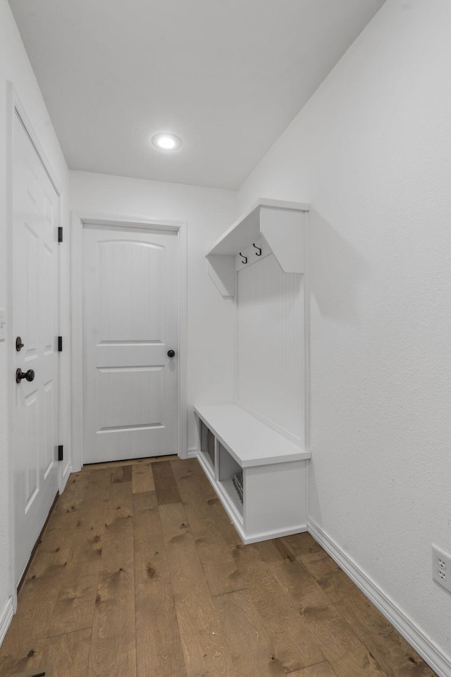 mudroom featuring dark hardwood / wood-style flooring