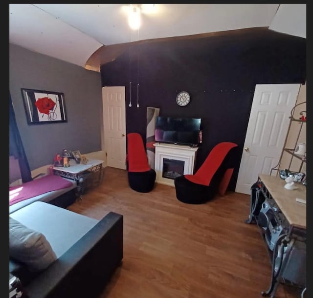 389 Osage Ln, Pineville, MO 64856 - living room with wood finished floors and a fireplace